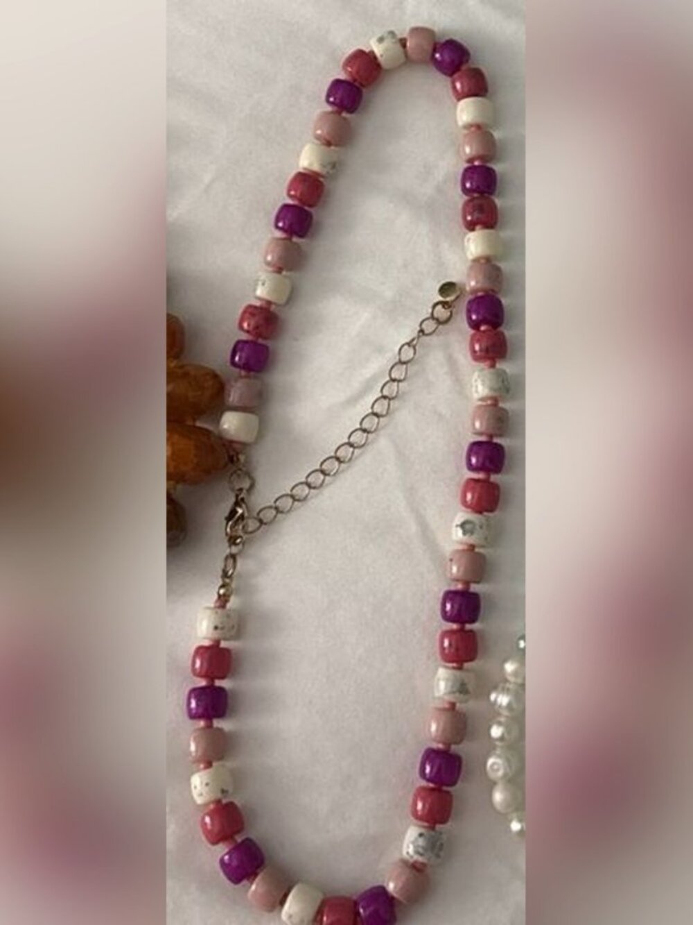 Pink and Purple Beaded Necklace